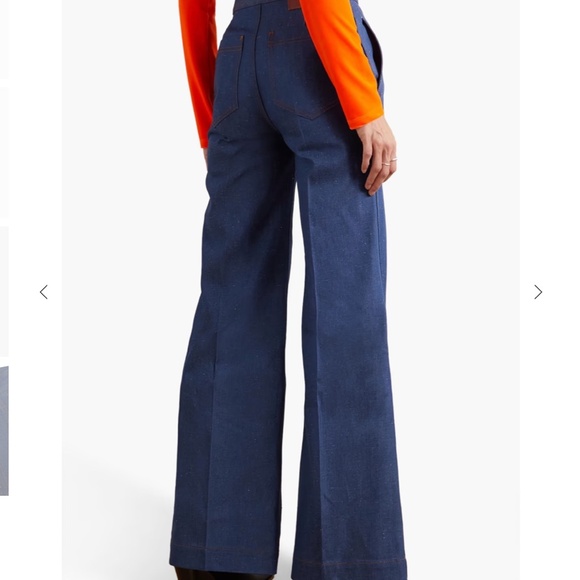 Victoria Beckham high-rise flared blue jeans with two front zips, size 28R - Picture 3 of 10